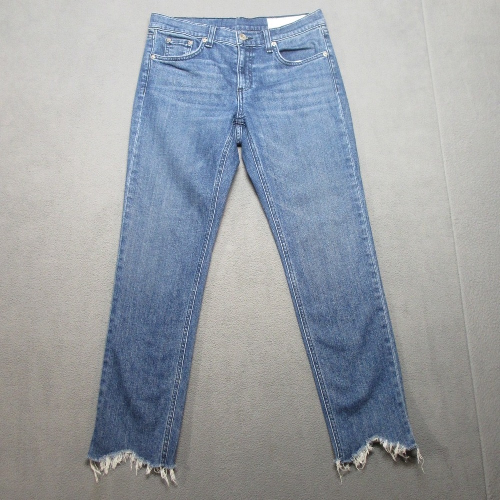 Rag & Bone Dre Jeans Womens 27 Blue Excellent Frayed Hem Straight W2592K510LOV